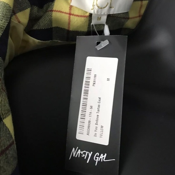 Nastygal Yellow Tartan Coat Size M BNWT. Condition is "New with tags" - Picture 3 of 4